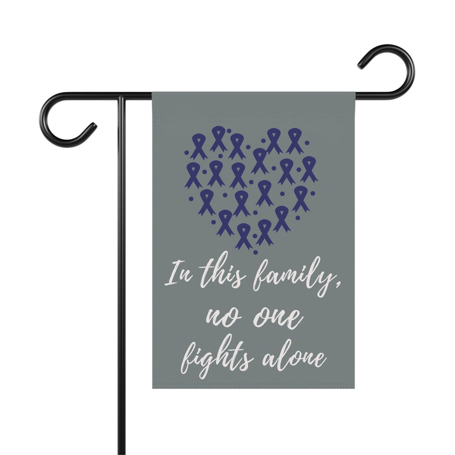 Dark Blue Ribbon Awareness Garden Flag | Dark Blue No One Fights Alone | Cancer Support Welcome Sign | New Home Decorative Banner