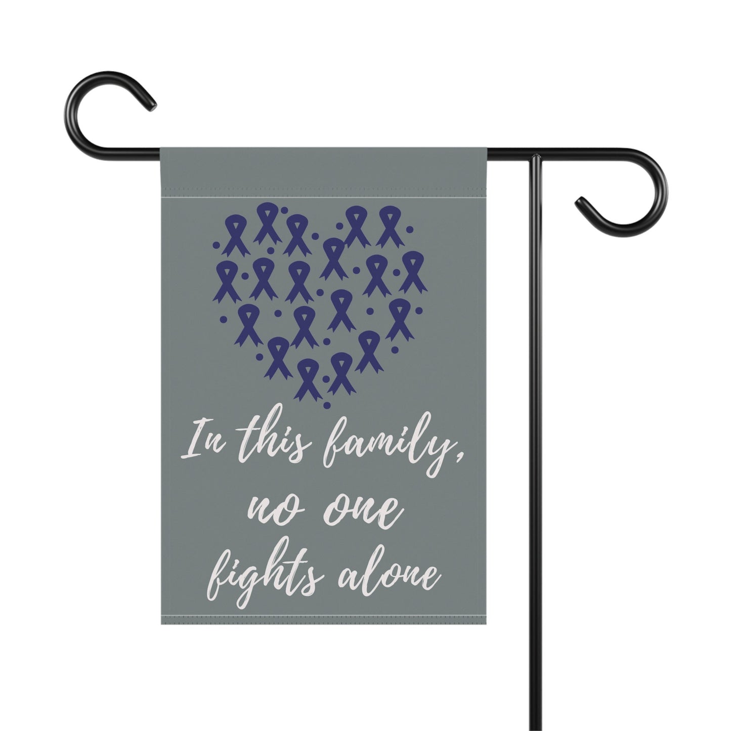 Dark Blue Ribbon Awareness Garden Flag | Dark Blue No One Fights Alone | Cancer Support Welcome Sign | New Home Decorative Banner