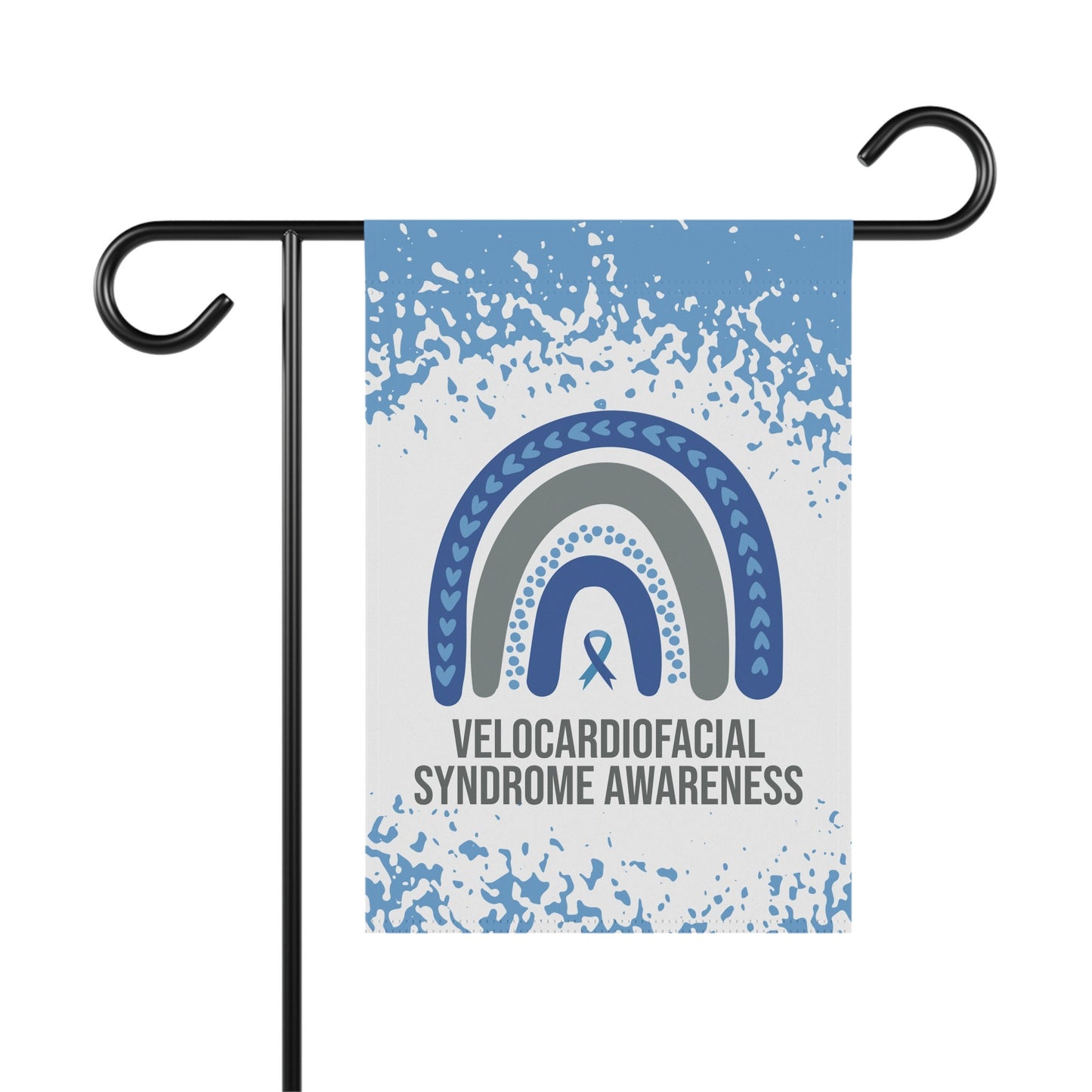 Velocardiofacial Syndrome Awareness Garden Flag | Welcome Sign | New Home | Decorative House Banner | Blue Awareness Ribbon | Support