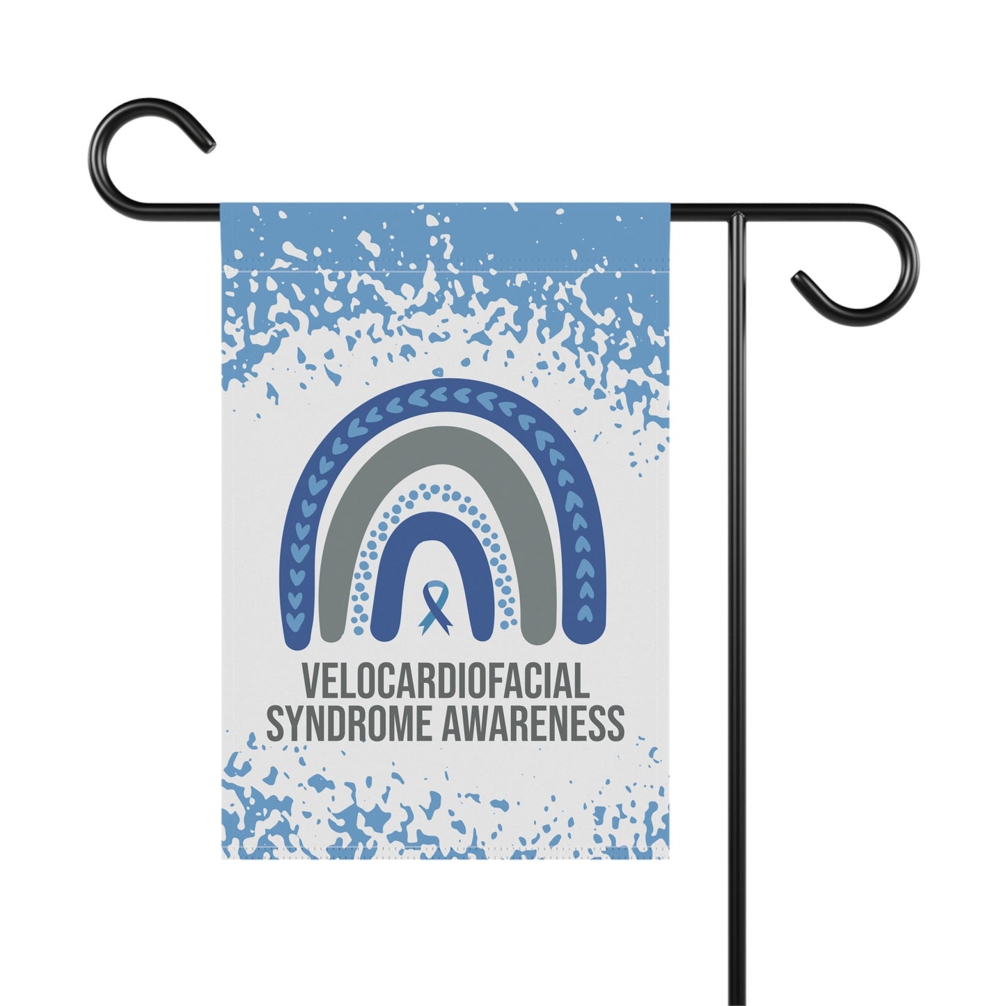 Velocardiofacial Syndrome Awareness Garden Flag | Welcome Sign | New Home | Decorative House Banner | Blue Awareness Ribbon | Support