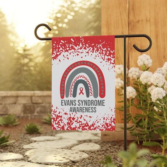 Evans Syndrome Awareness Garden Flag | Welcome Sign | New Home | Decorative House Banner | Red Awareness Ribbon | Support