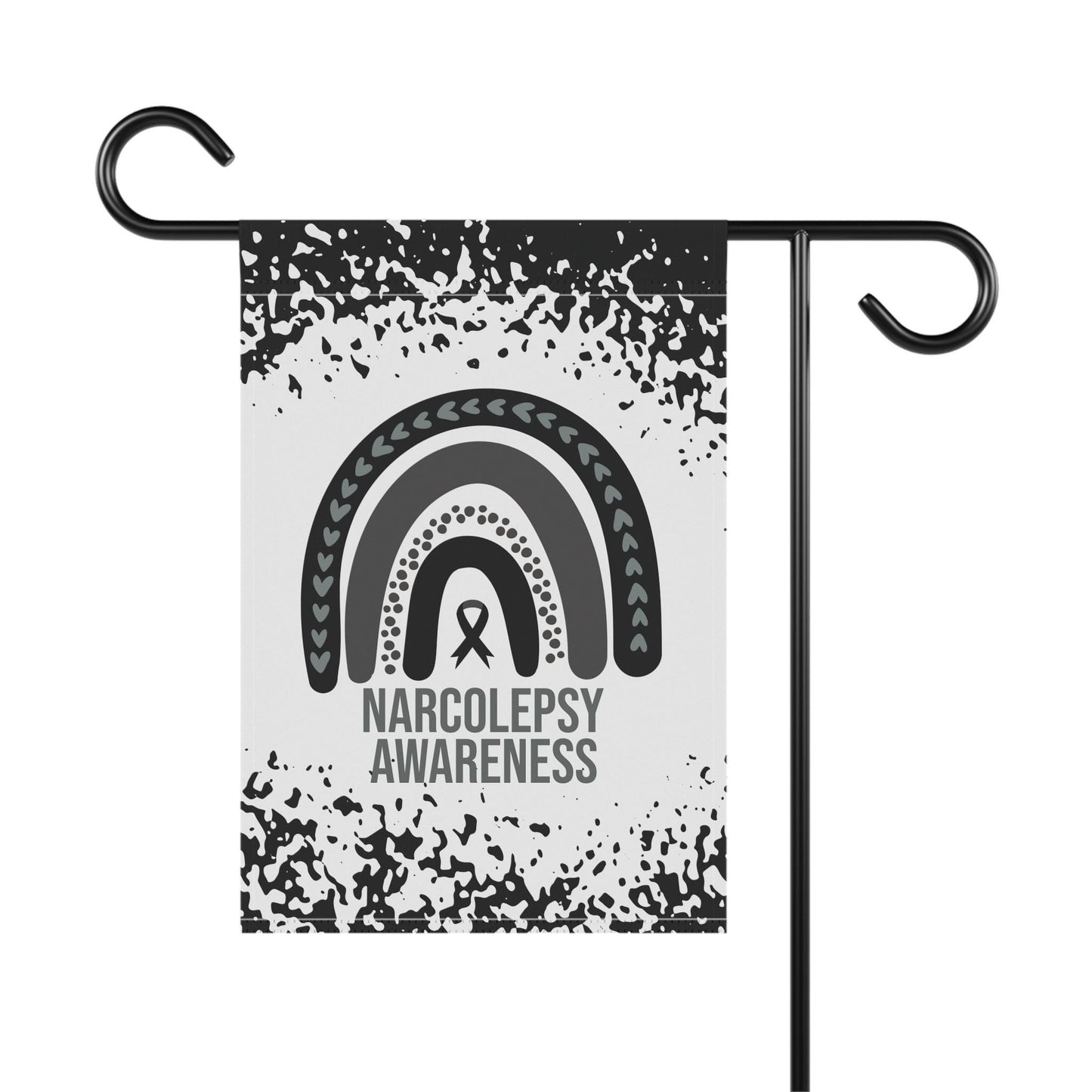 Narcolepsy Awareness Garden Flag | Welcome Sign | New Home | Decorative House Banner | Black Awareness Ribbon