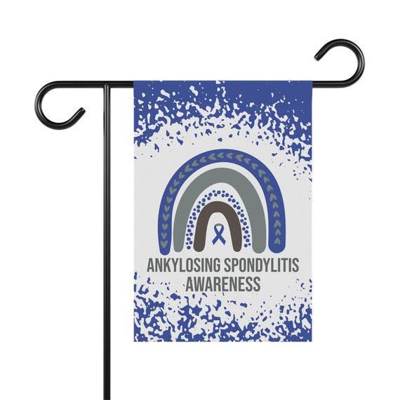 Ankylosing spondylitis Awareness Garden Flag | Welcome Sign | New Home | Decorative Banner | Blue Awareness Ribbon | Rare Disease Support
