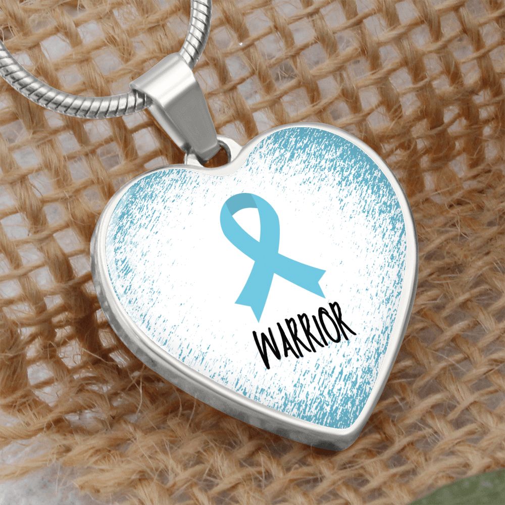 Turquoise Awareness Ribbon Necklace Gift, Heart Pendant Necklace, Snake Chain, Silver Tone, Gold Tone