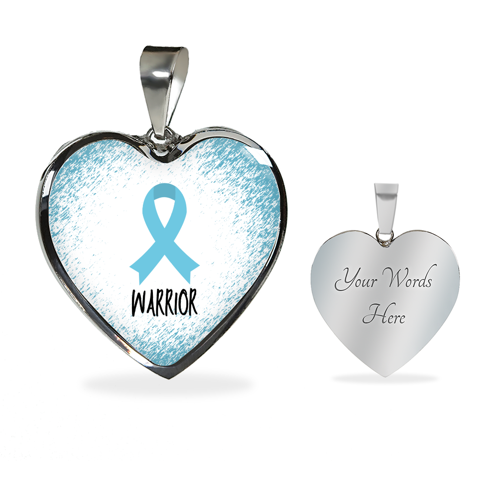 Turquoise Awareness Ribbon Necklace Gift, Heart Pendant Necklace, Snake Chain, Silver Tone, Gold Tone