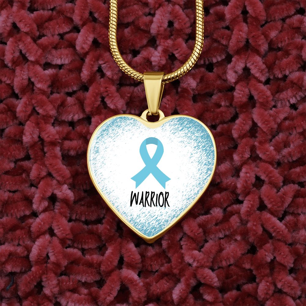 Turquoise Awareness Ribbon Necklace Gift, Heart Pendant Necklace, Snake Chain, Silver Tone, Gold Tone