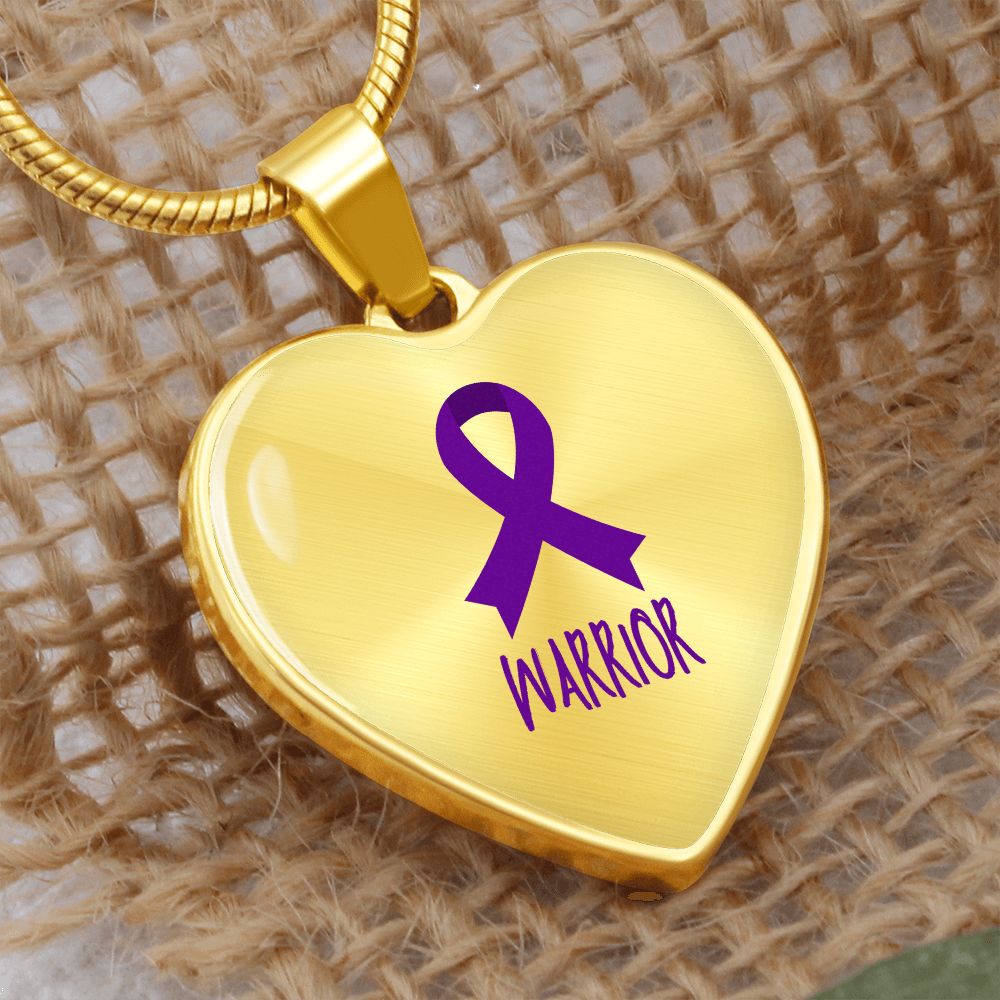Purple Awareness Ribbon Necklace, Heart pendant Necklace, Warrior Necklace, Fibromyalgia