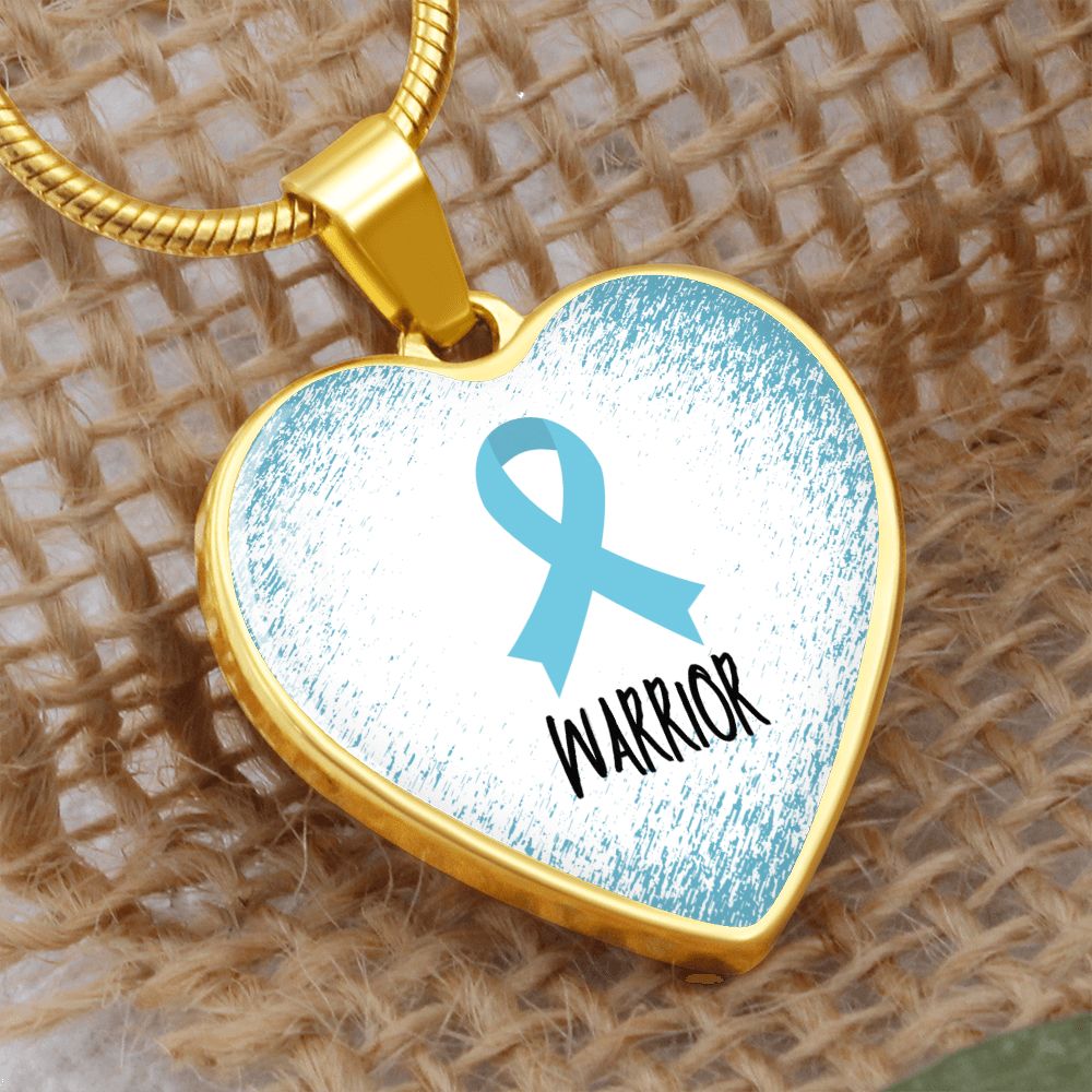 Turquoise Awareness Ribbon Necklace Gift, Heart Pendant Necklace, Snake Chain, Silver Tone, Gold Tone