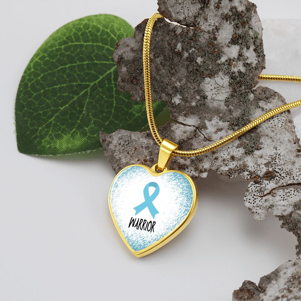 Turquoise Awareness Ribbon Necklace Gift, Heart Pendant Necklace, Snake Chain, Silver Tone, Gold Tone