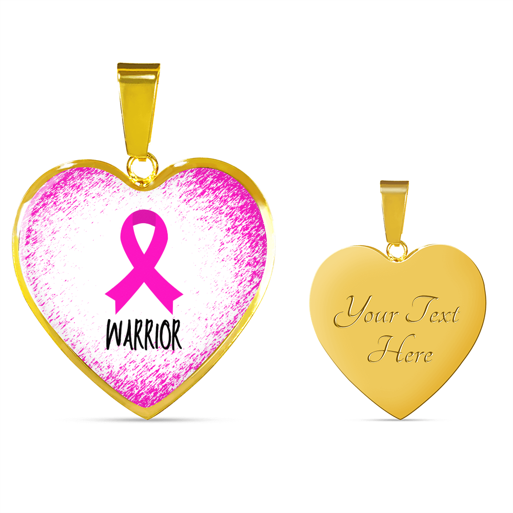 Pink Awareness Ribbon Necklace Gift,  Heart Pendant Necklace, Snake Chain, Silver Tone, Gold Tone