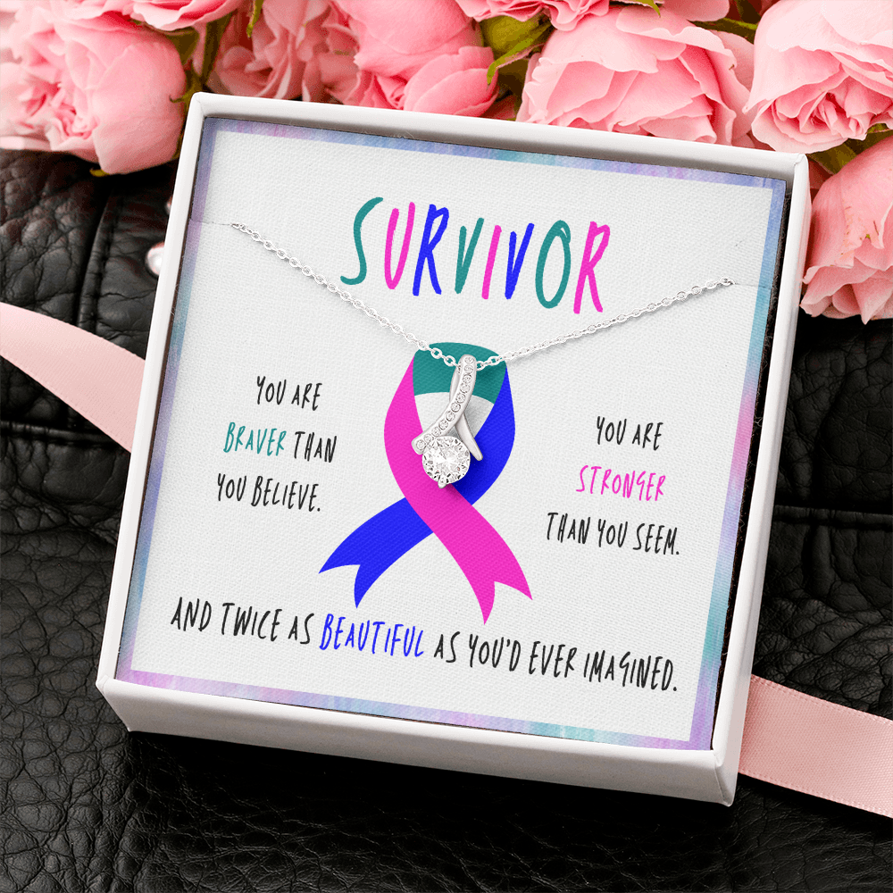 Thyroid cancer survivor Ribbon Pendant Necklace Gift