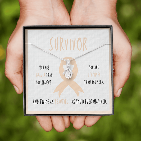 Endometrial cancer survivor  Ribbon Pendant Necklace Gift