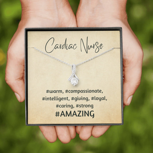 Cardiac Nurse Gift, Appreciation Gift, Ribbon Pendant Necklace Gift, Caregiver Gift
