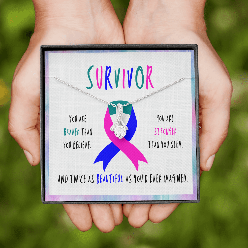 Thyroid cancer survivor Ribbon Pendant Necklace Gift