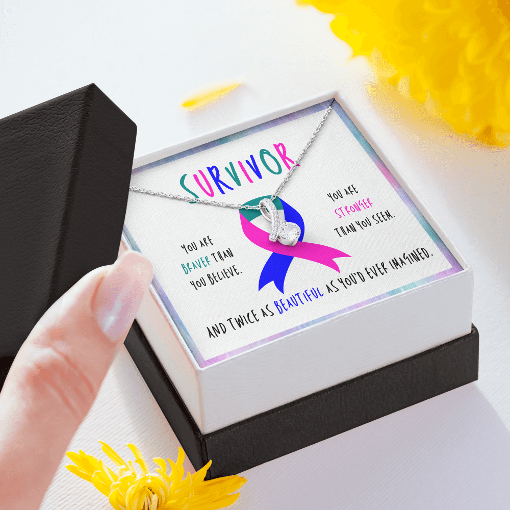 Thyroid cancer survivor Ribbon Pendant Necklace Gift