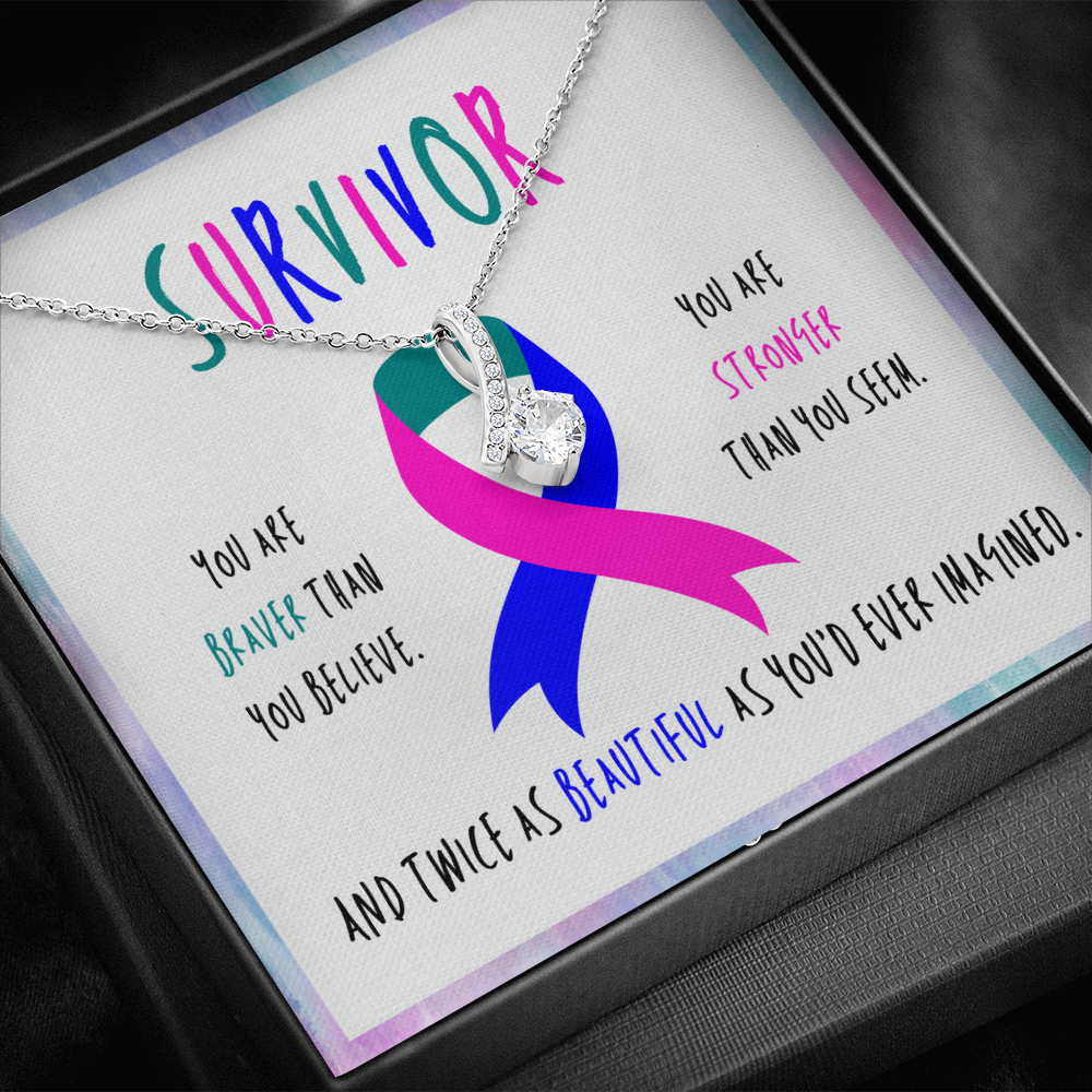 Thyroid cancer survivor Ribbon Pendant Necklace Gift
