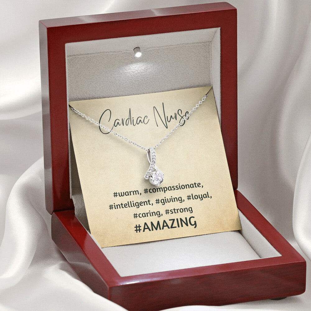 Cardiac Nurse Gift, Appreciation Gift, Ribbon Pendant Necklace Gift, Caregiver Gift