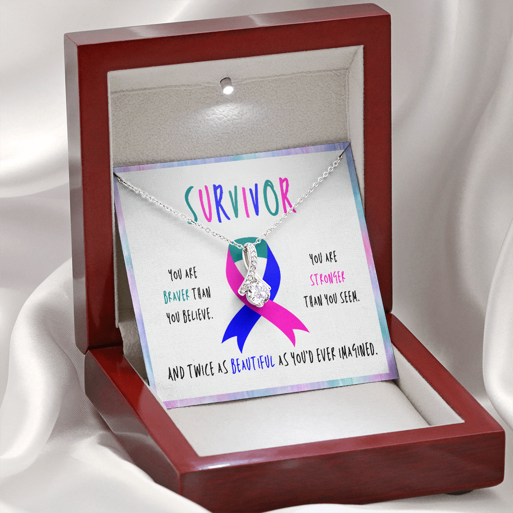Thyroid cancer survivor Ribbon Pendant Necklace Gift