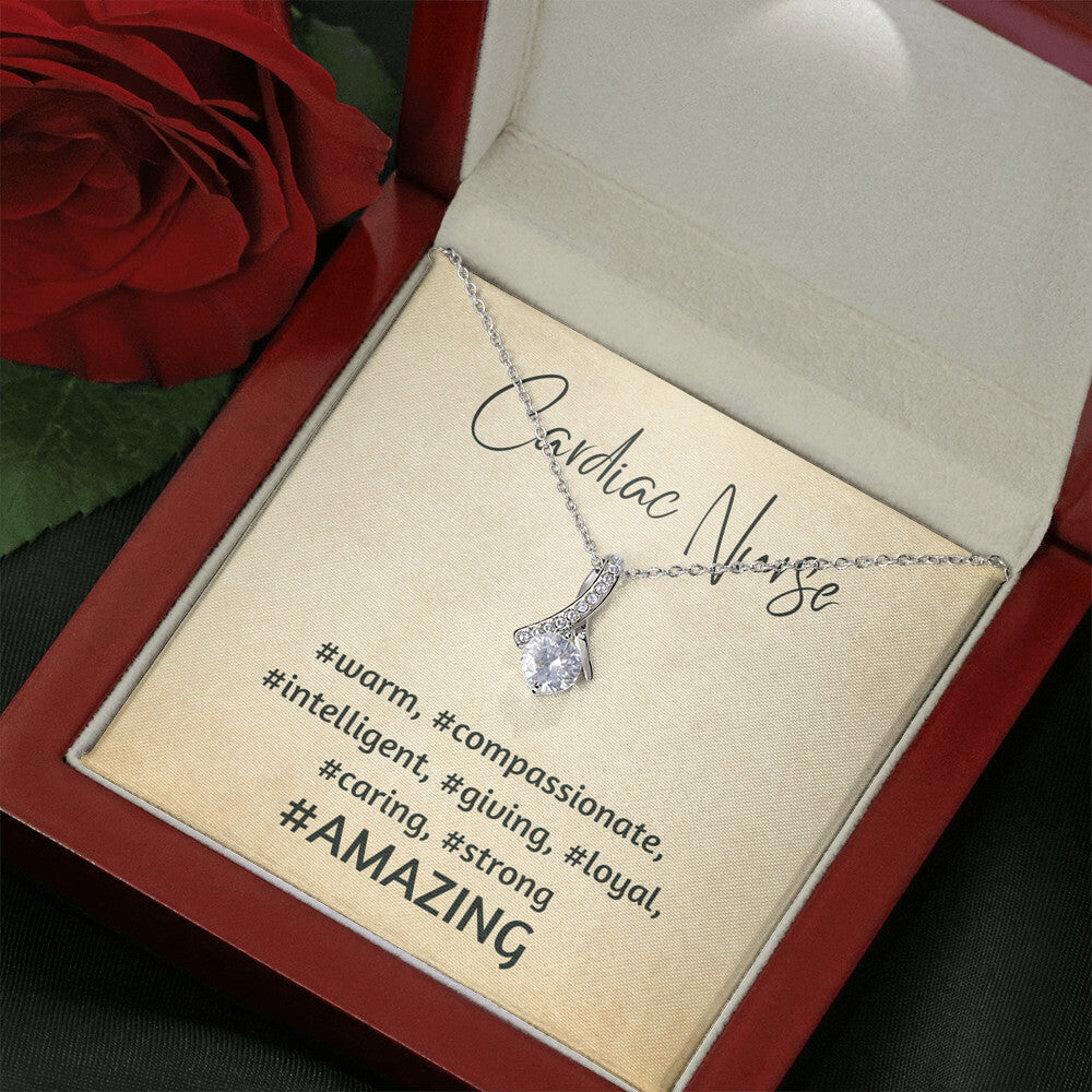 Cardiac Nurse Gift, Appreciation Gift, Ribbon Pendant Necklace Gift, Caregiver Gift