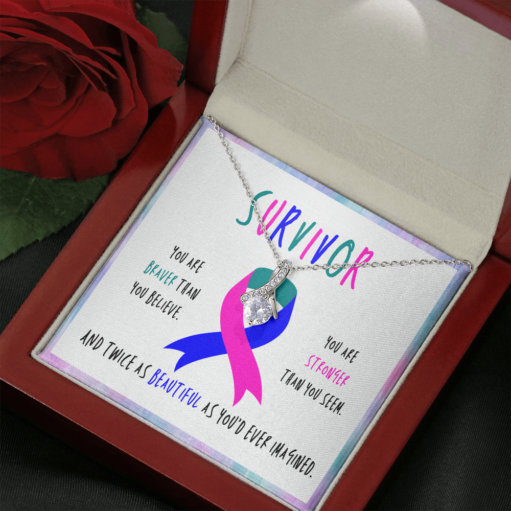 Thyroid cancer survivor Ribbon Pendant Necklace Gift