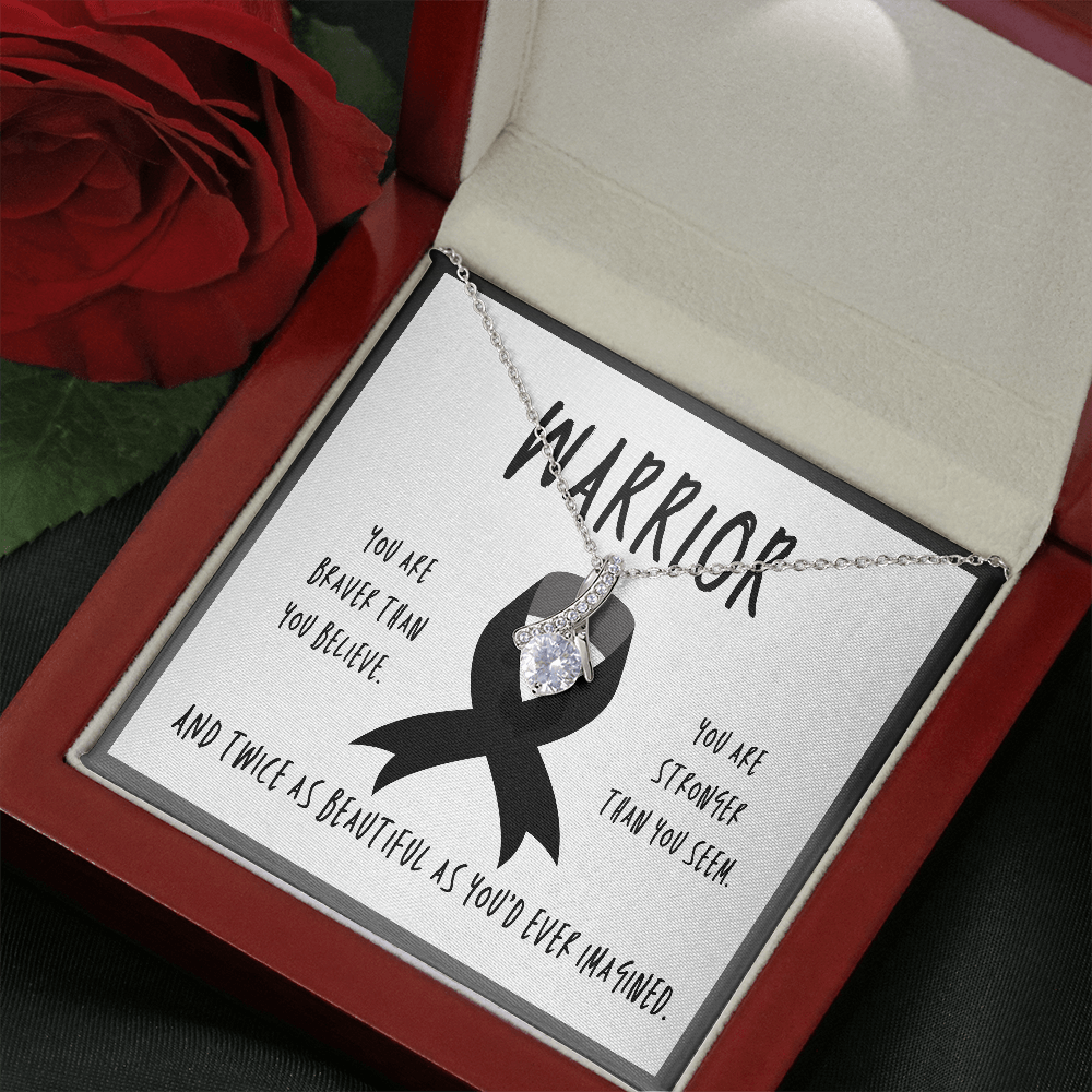 Skin Cancer Warrior Ribbon Necklace Gift