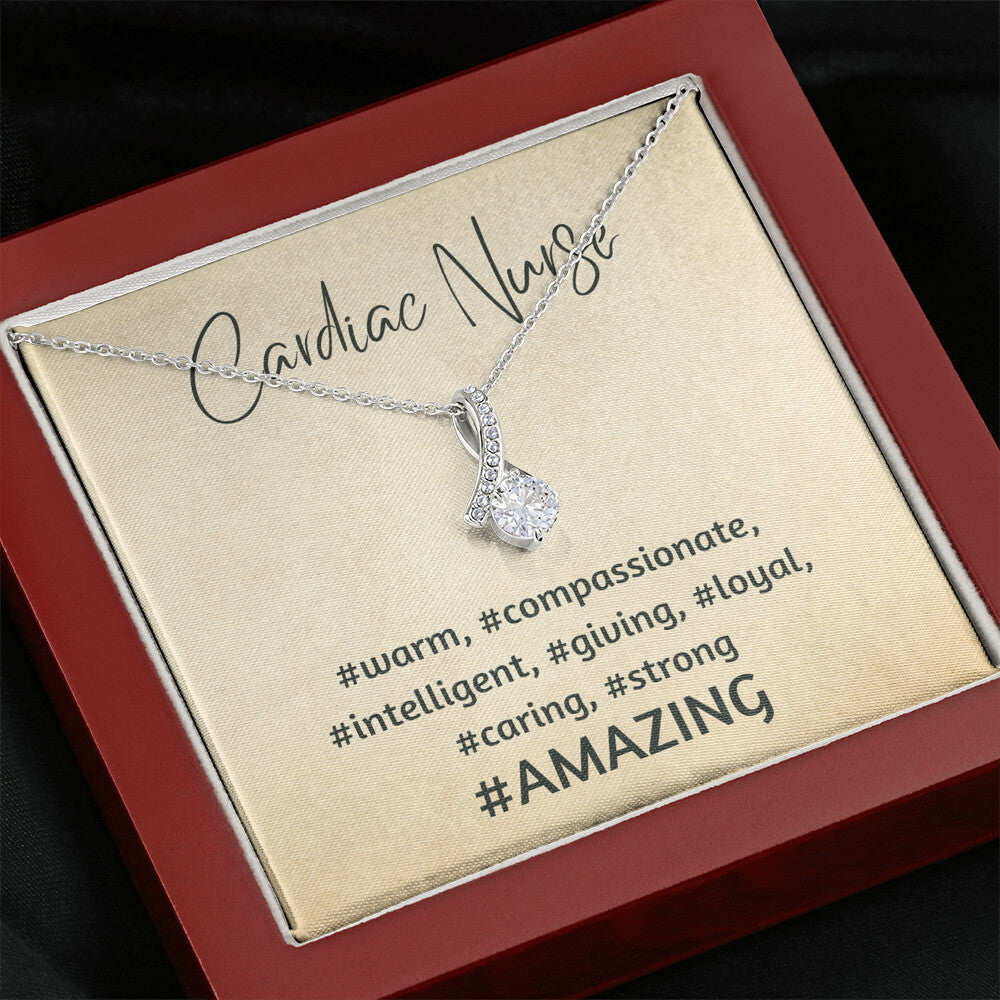 Cardiac Nurse Gift, Appreciation Gift, Ribbon Pendant Necklace Gift, Caregiver Gift