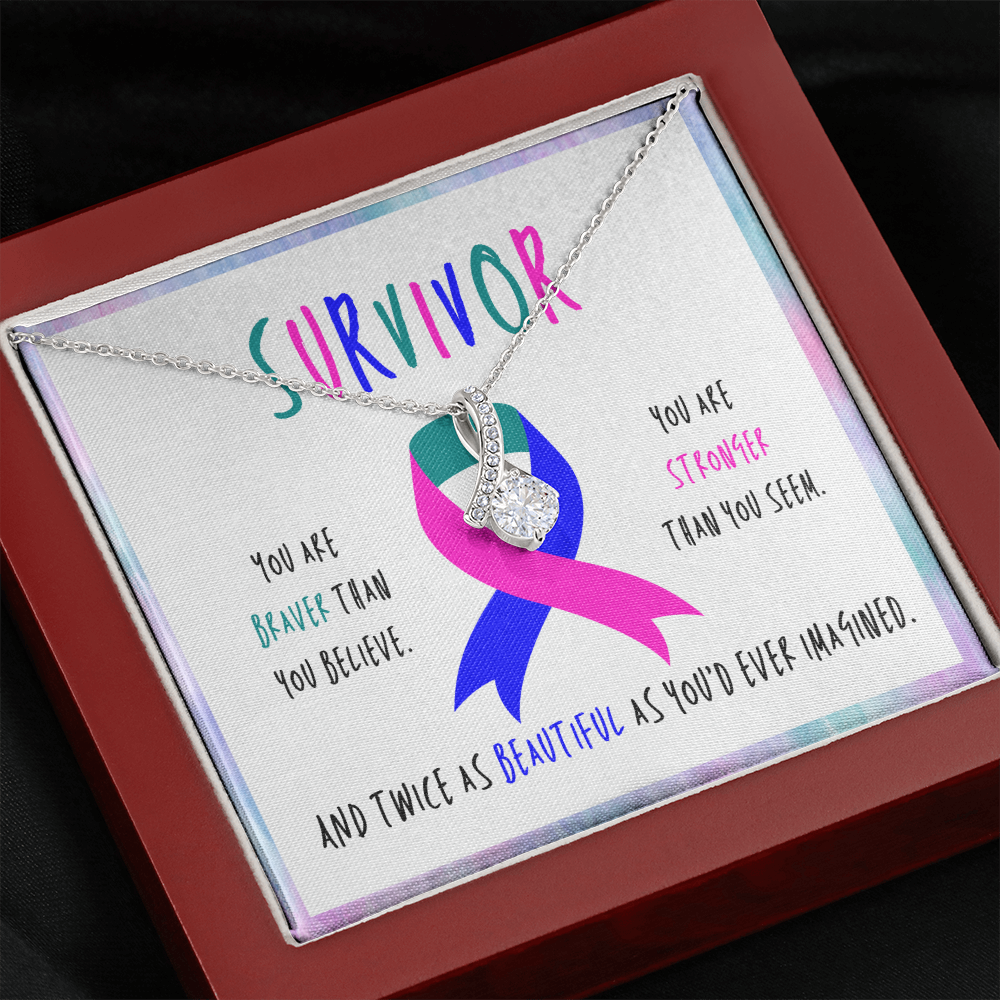 Thyroid cancer survivor Ribbon Pendant Necklace Gift