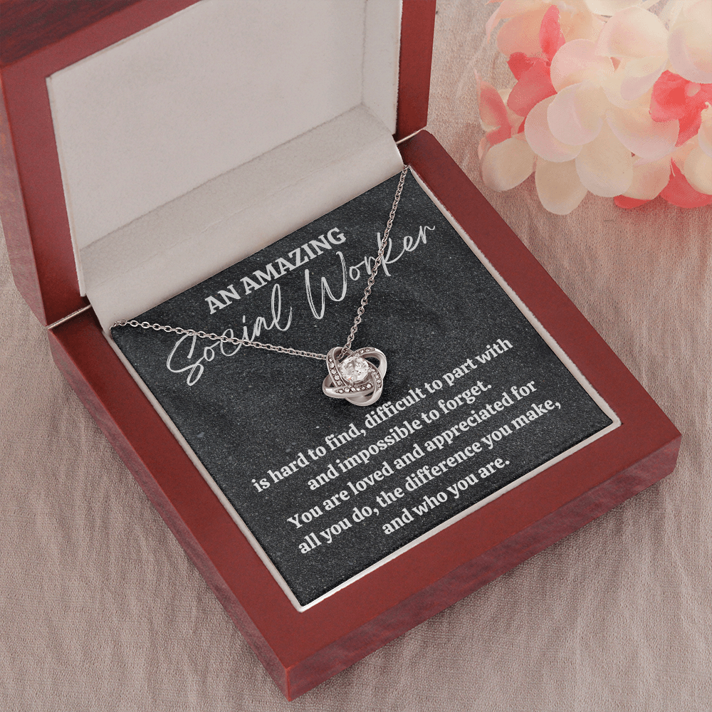 Social Worker Gift, Appreciation Gift For A Social Worker, Love Knot Necklace, Personalized Social Worker Gift, Jewelry
