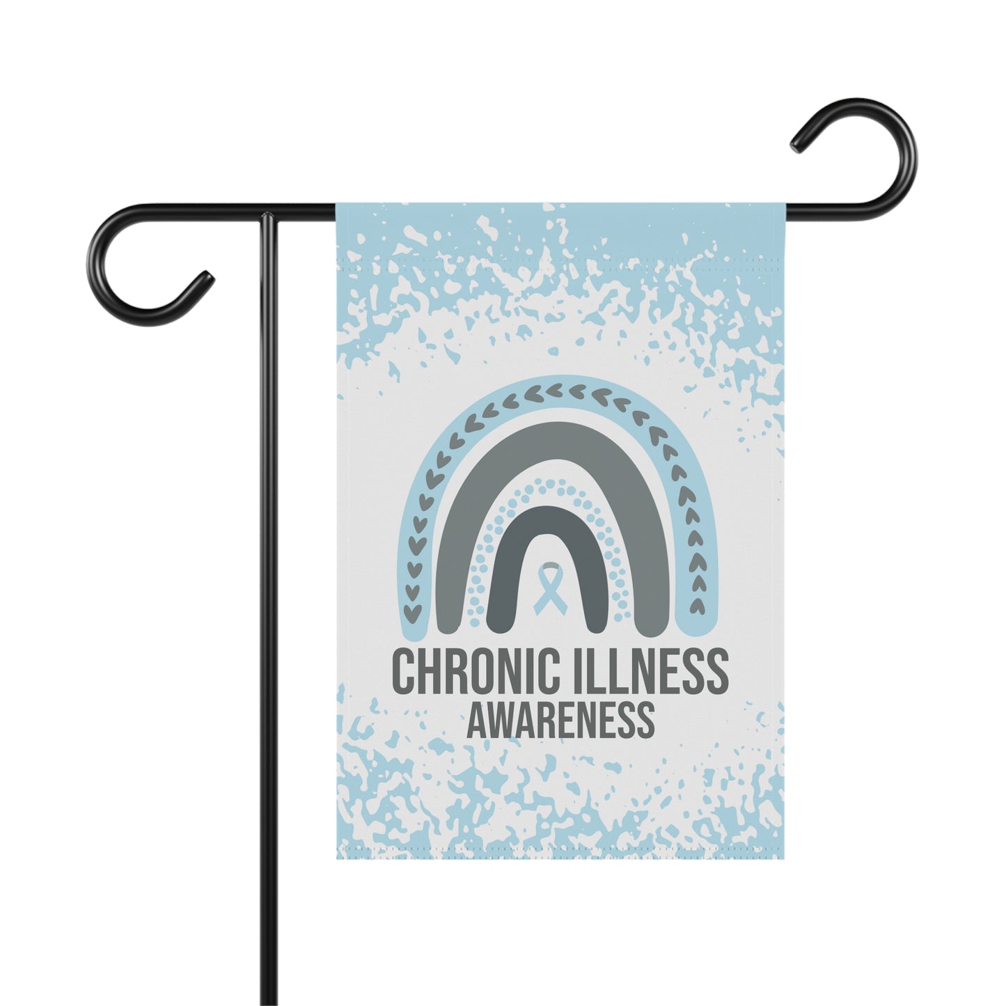 Chronic Illness Awareness Garden Flag | Welcome Sign |  New Home | Decorative House Banner | Light Blue Awareness Ribbon  | Support