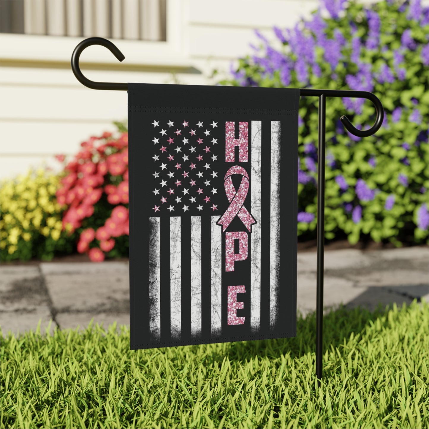 Pink Ribbon Awareness Garden Flag Hope American Flag | Welcome Sign | New Home | Decorative House Banner | Spoonie Support