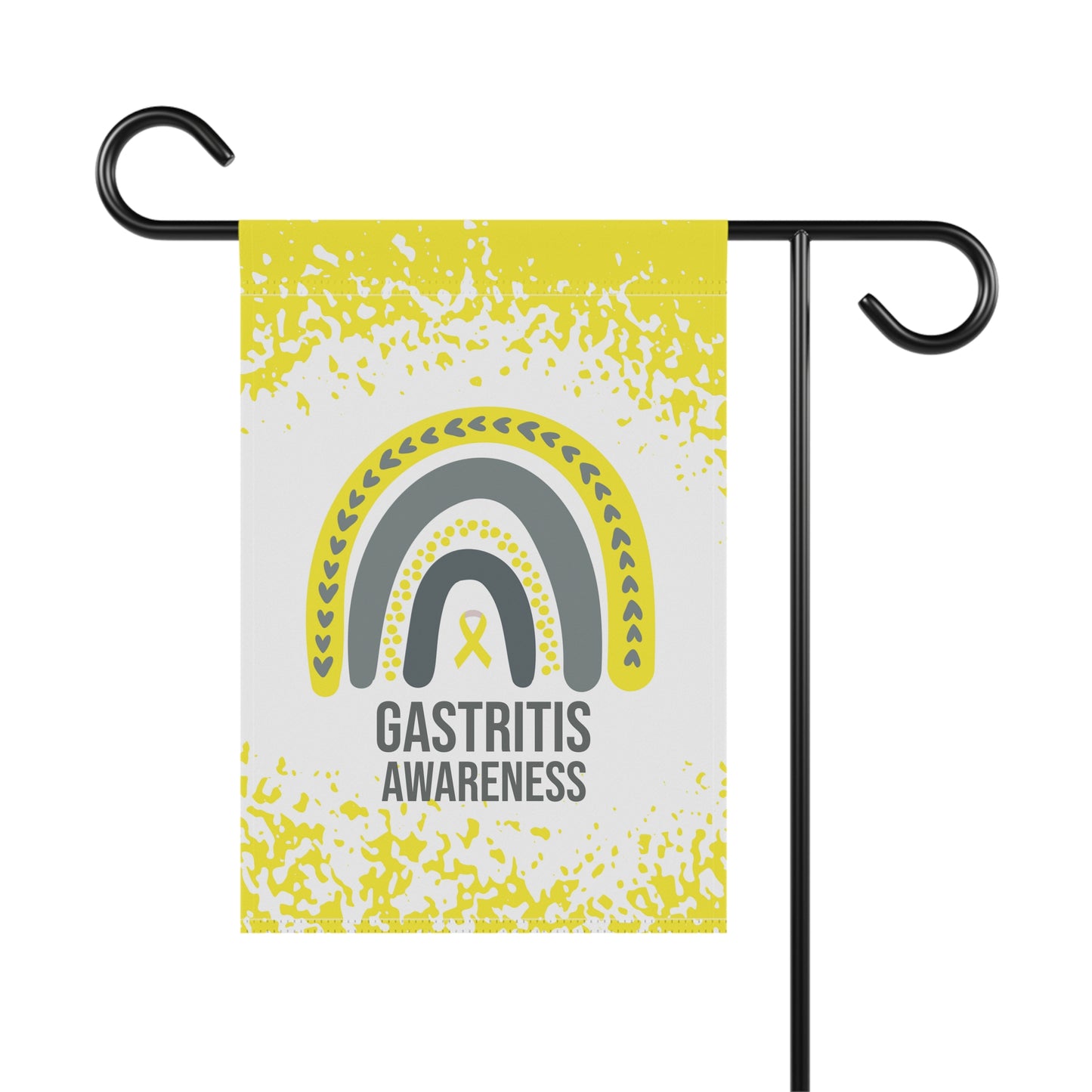 Gastritis Awareness Garden Flag | Welcome Sign |  New Home | Decorative House Banner | Yellow Awareness Ribbon  | Support