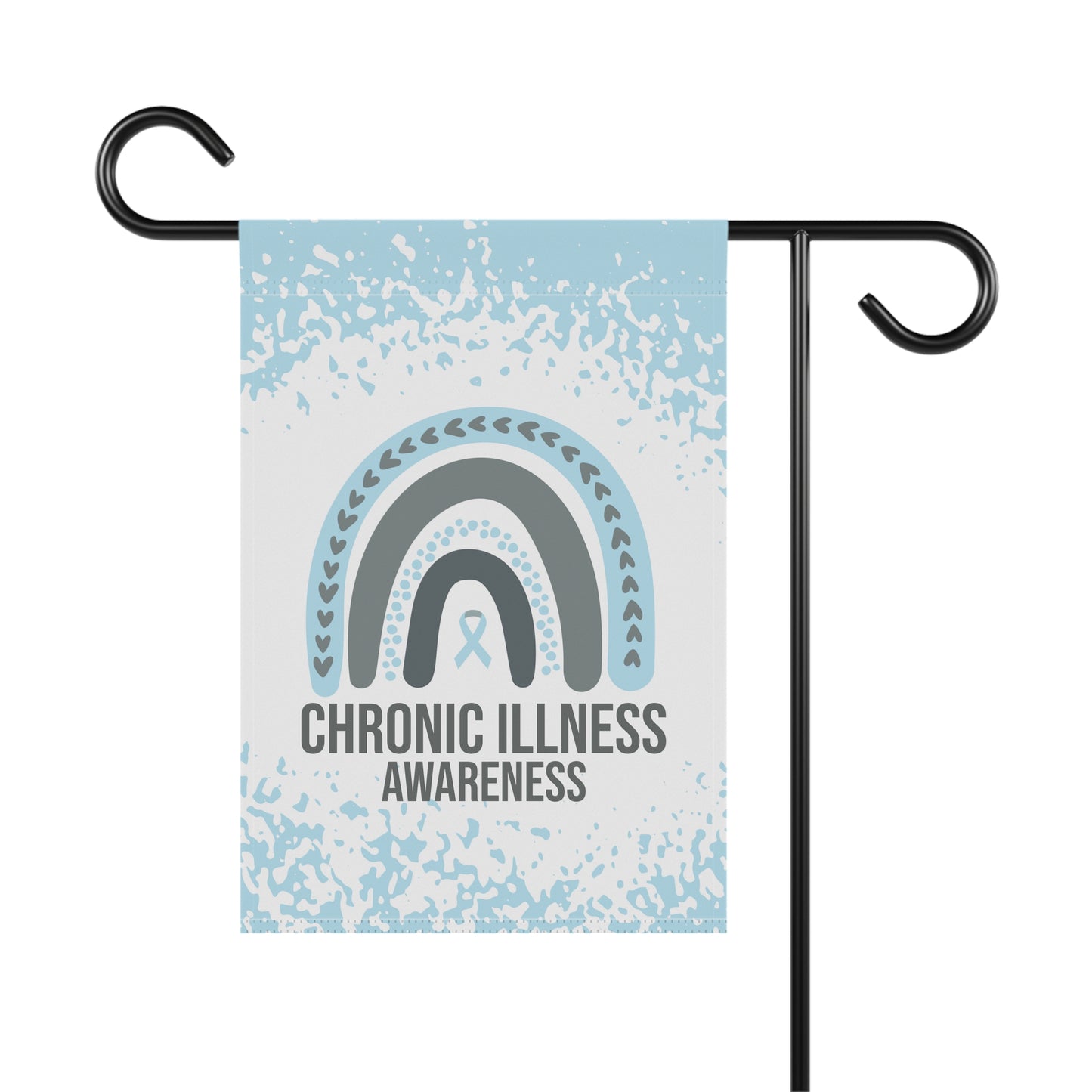 Chronic Illness Awareness Garden Flag | Welcome Sign |  New Home | Decorative House Banner | Light Blue Awareness Ribbon  | Support