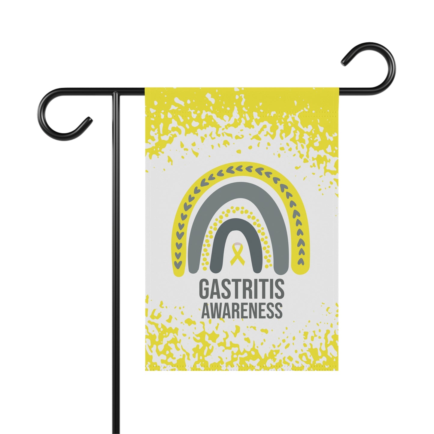 Gastritis Awareness Garden Flag | Welcome Sign |  New Home | Decorative House Banner | Yellow Awareness Ribbon  | Support