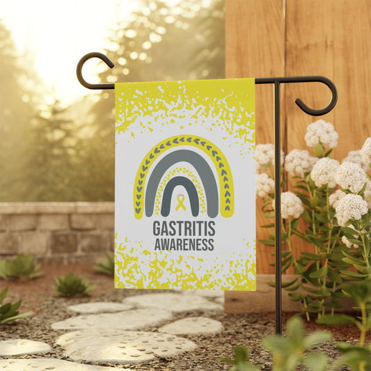 Gastritis Awareness Garden Flag | Welcome Sign |  New Home | Decorative House Banner | Yellow Awareness Ribbon  | Support