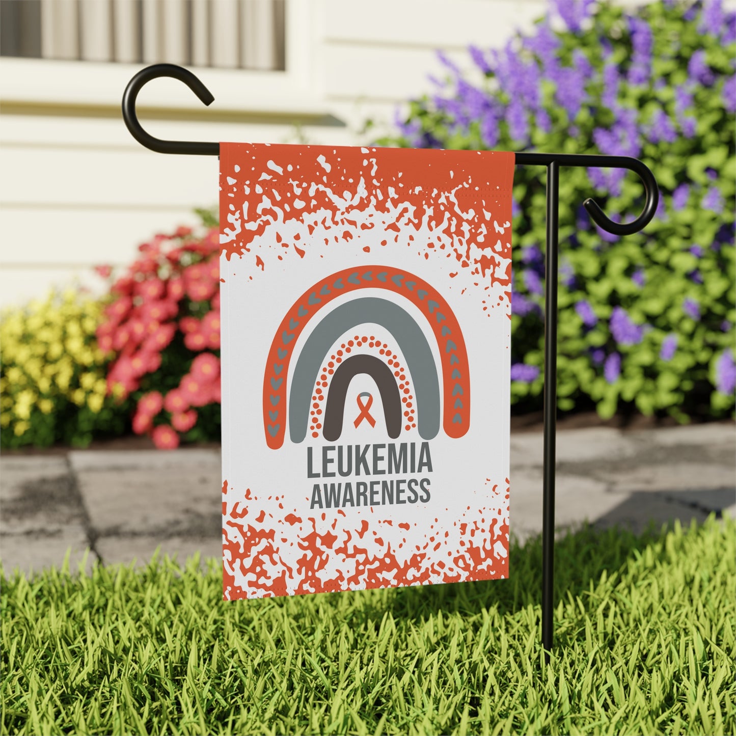 Leukemia Awareness Garden Flag | Welcome Sign |  New Home | Decorative House Banner | Orange Awareness Ribbon  | MS Support