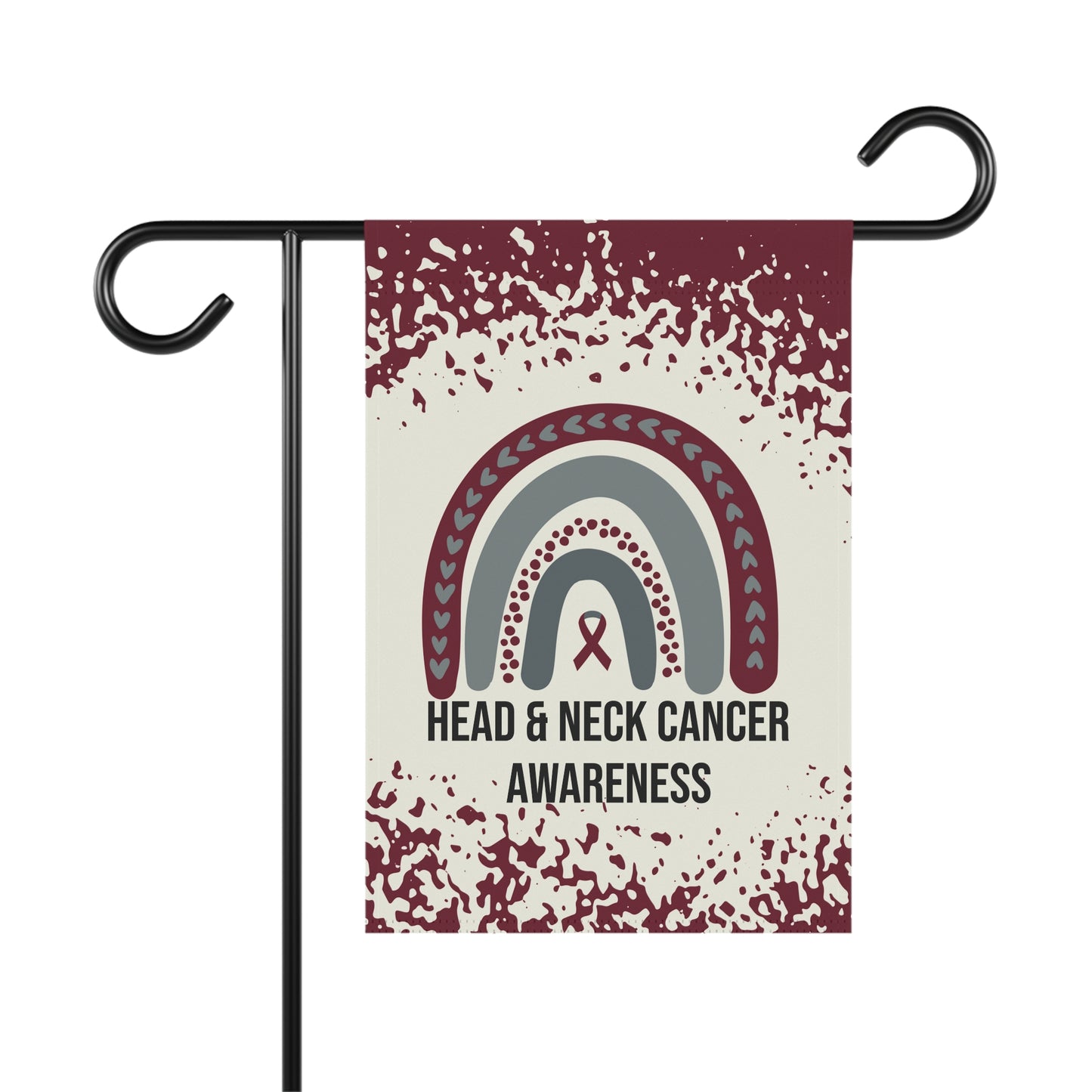 Head and Neck Cancer Awareness Garden Flag | Welcome Sign |  New Home | Decorative House Banner | Burgundy Awareness Ribbon  | Support