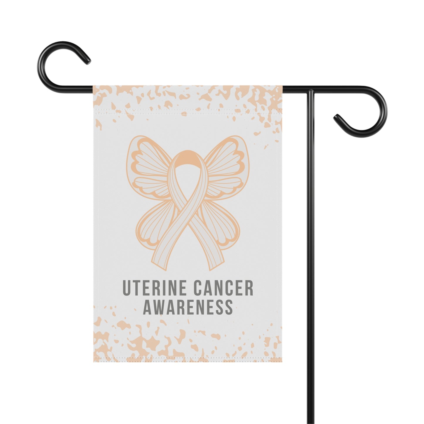 Uterine Cancer Awareness Garden Flag | Welcome Sign | New Home | Decorative House Flag | Banner | Peach Ribbon Awareness | Cancer Support