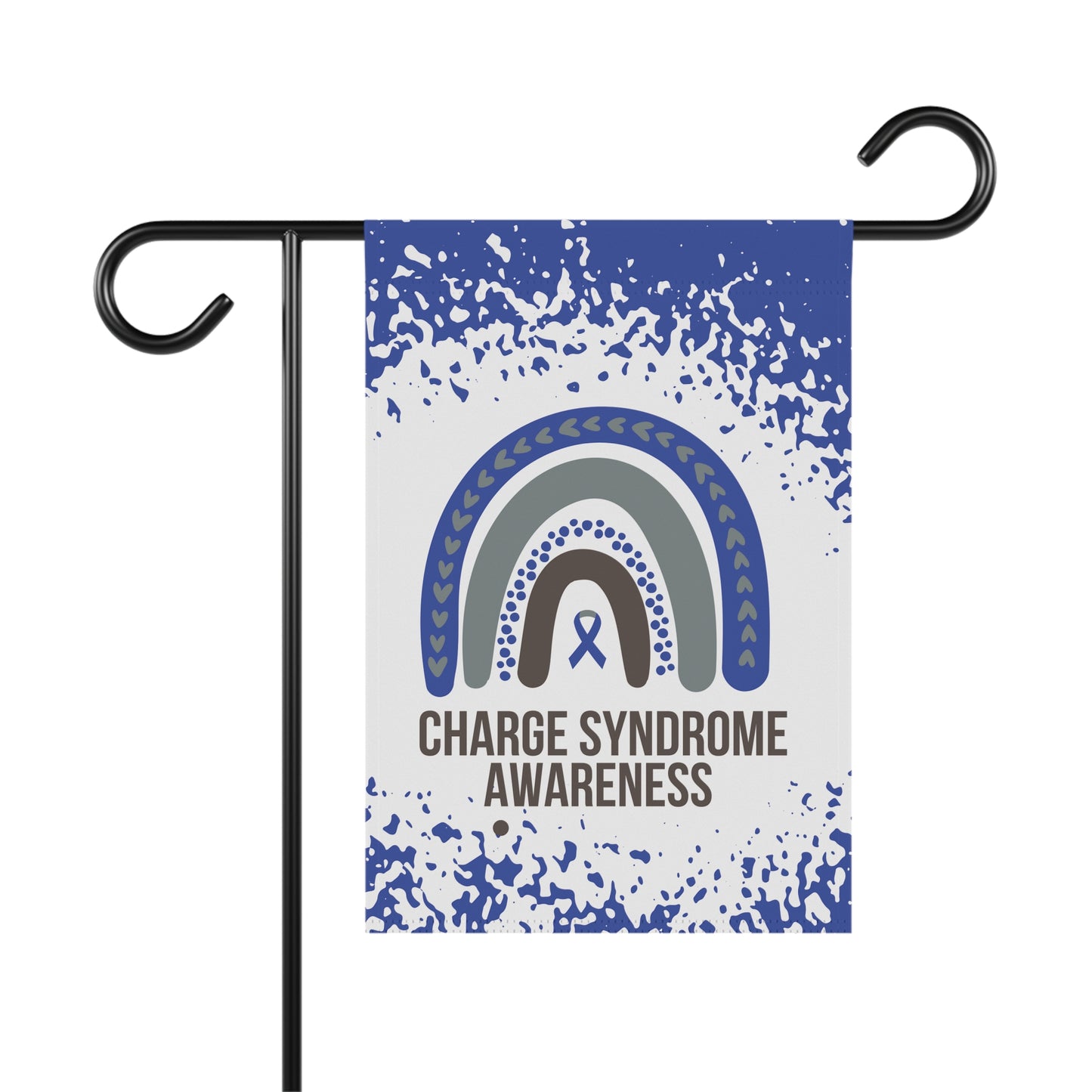 Charge Syndrome Awareness Garden Flag | Welcome Sign |  New Home | Decorative House Banner | Blue Awareness Ribbon  | Support