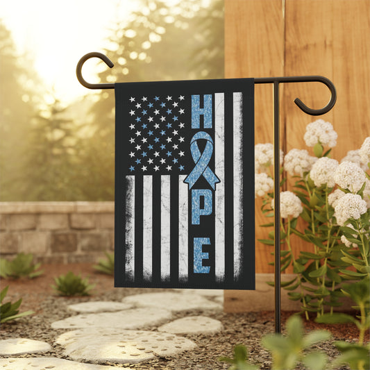 light blue  Ribbon Awareness Garden Flag Hope American Flag | Welcome Sign | New Home | Decorative House Banner | Spoonie Support