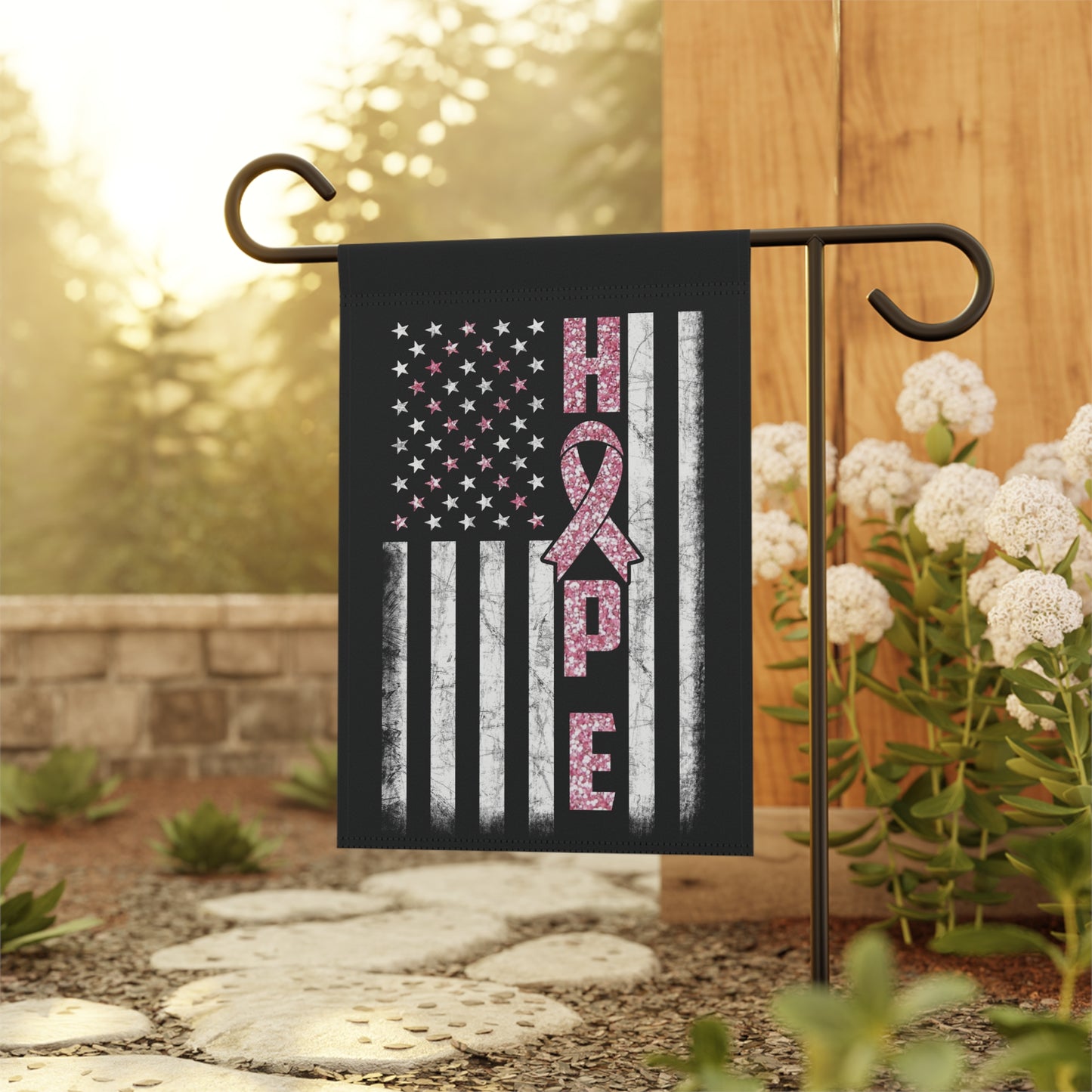 Pink Ribbon Awareness Garden Flag Hope American Flag | Welcome Sign | New Home | Decorative House Banner | Spoonie Support