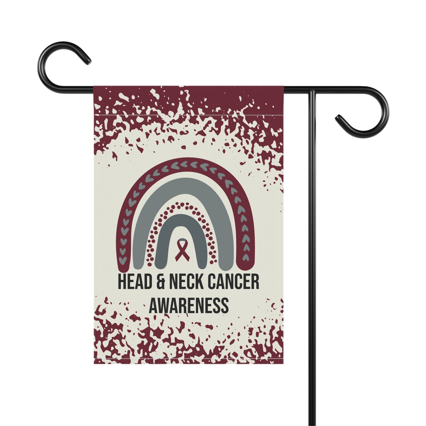 Head and Neck Cancer Awareness Garden Flag | Welcome Sign |  New Home | Decorative House Banner | Burgundy Awareness Ribbon  | Support