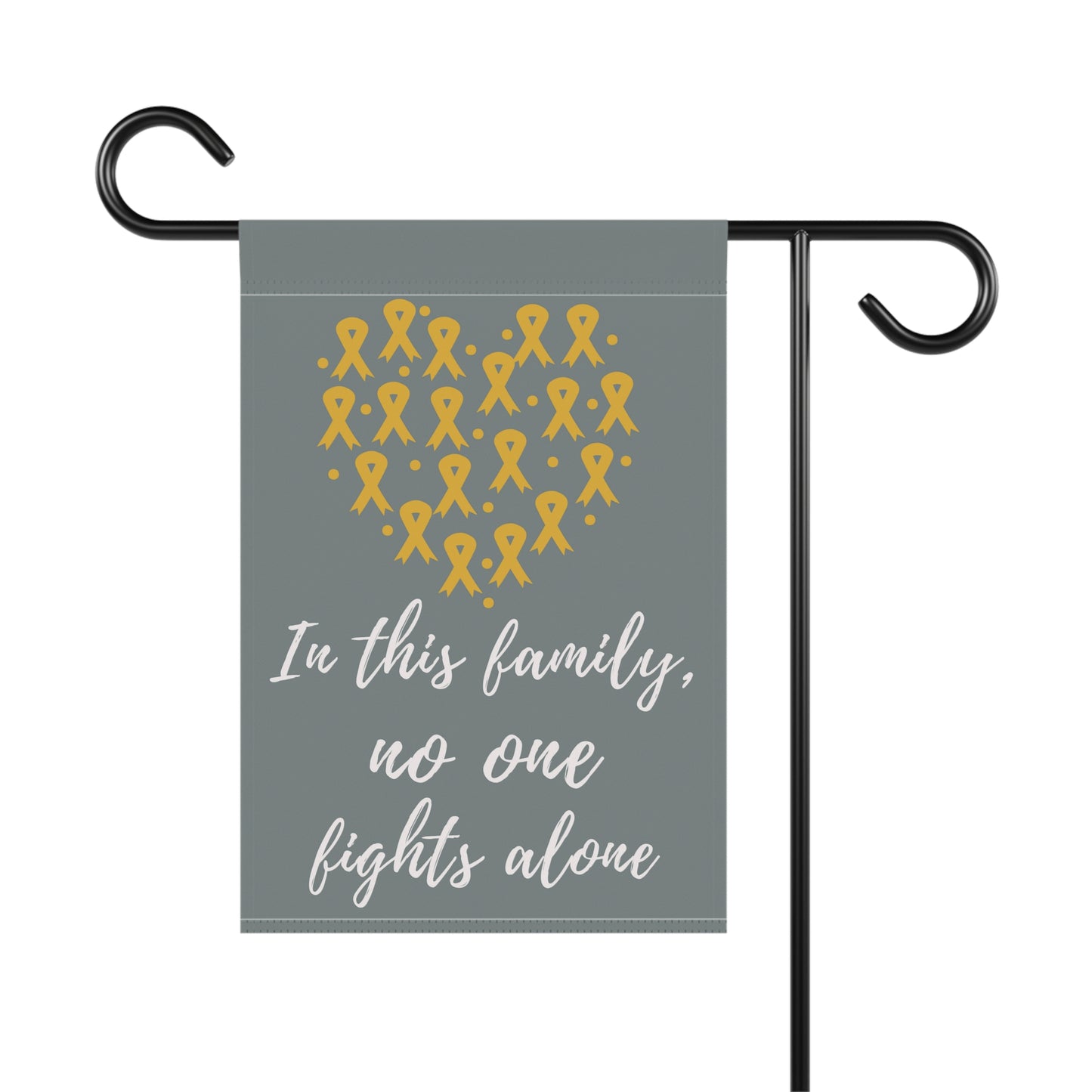 Gold No One Fights Alone Awareness Garden Flag | Welcome Sign | New Home | Decorative House Banner | Gold Awareness Ribbon