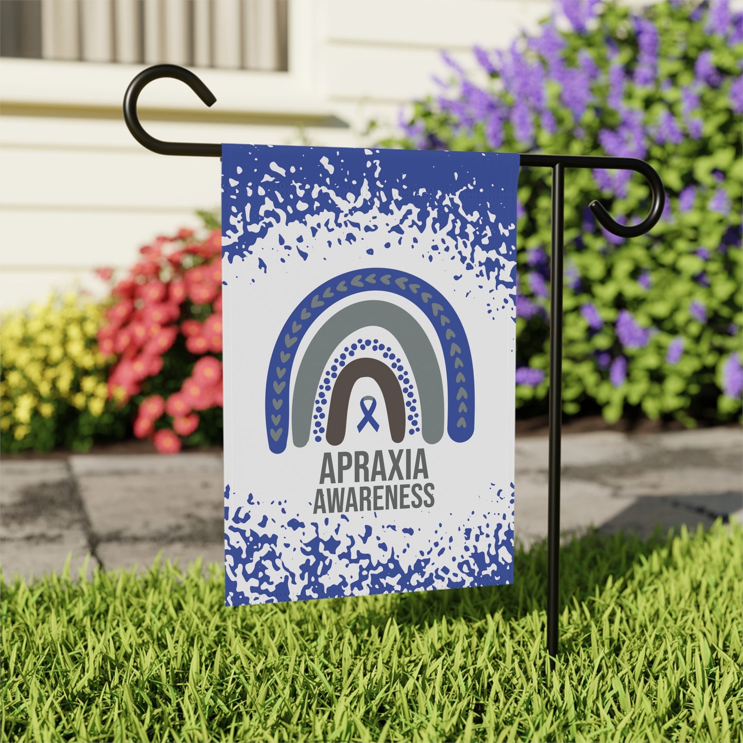Apraxia Awareness Garden Flag | Welcome Sign |  New Home | Decorative House Banner | Blue Awareness Ribbon  | Support