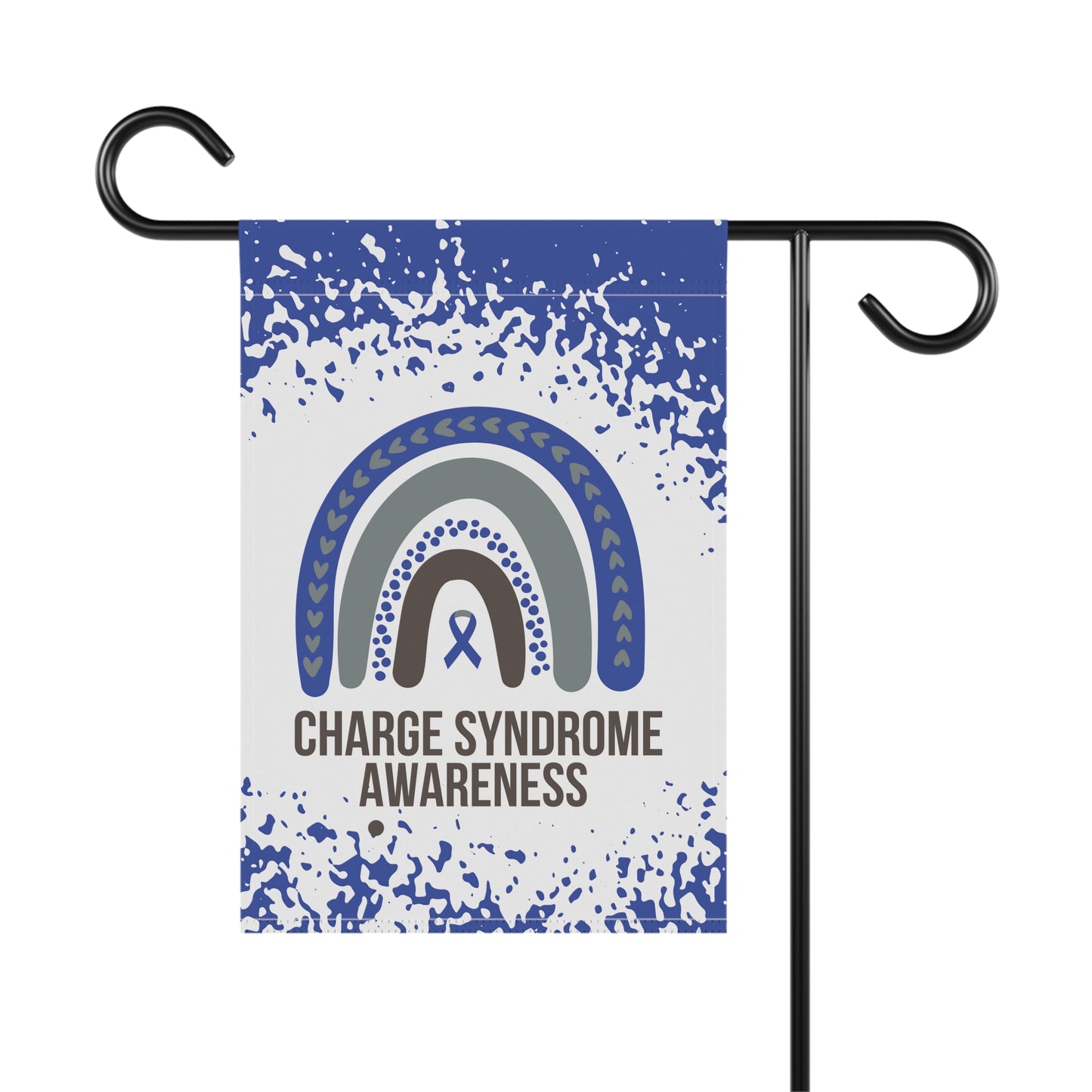 Charge Syndrome Awareness Garden Flag | Welcome Sign |  New Home | Decorative House Banner | Blue Awareness Ribbon  | Support