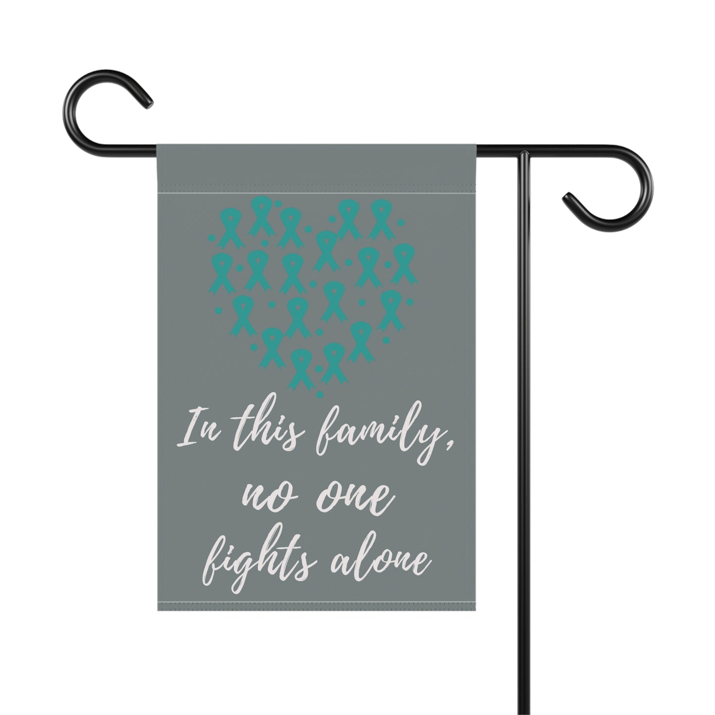Teal No One Fights Alone Awareness Garden Flag | Welcome Sign | New Home | Decorative House Banner | Teal Awareness Ribbon | Cancer Support