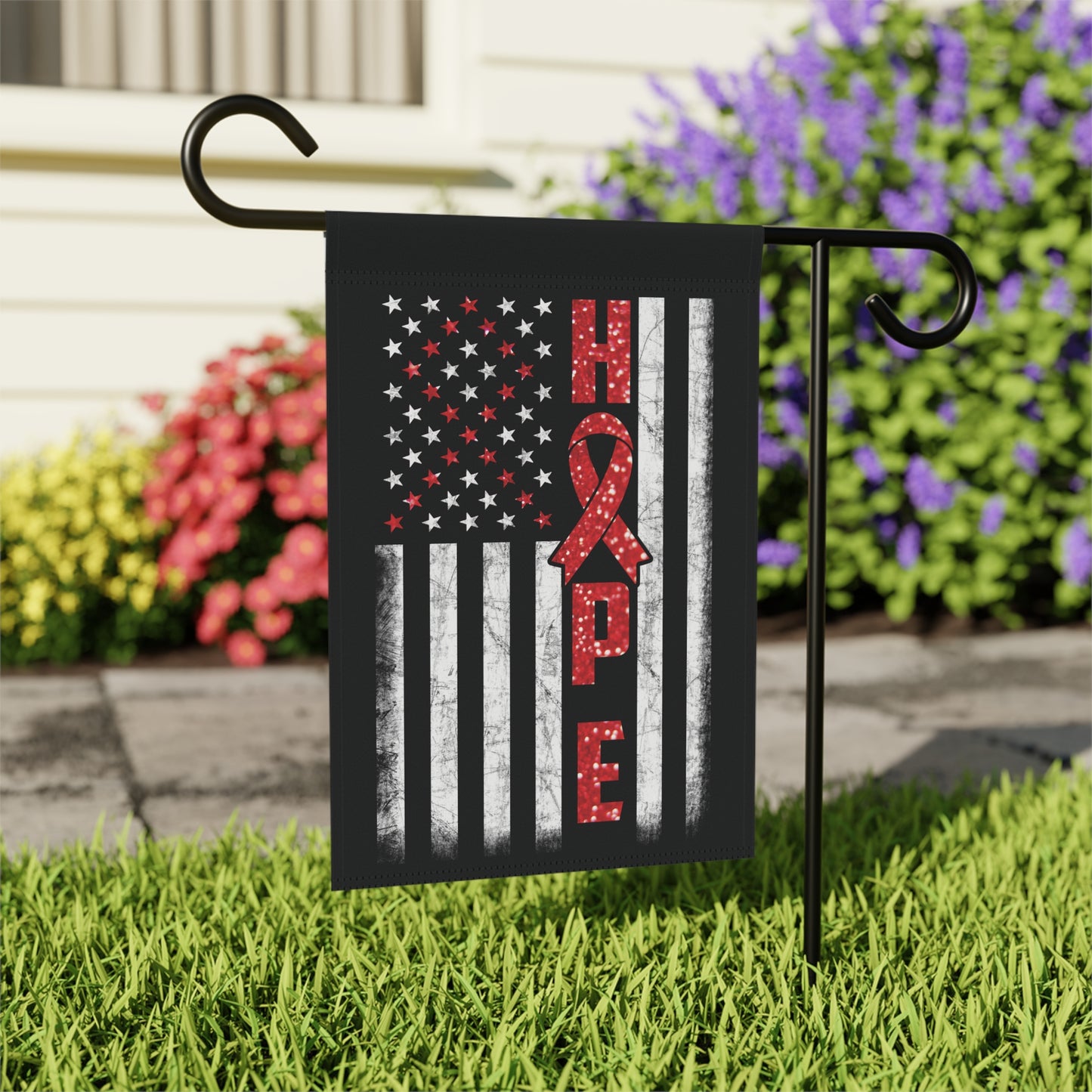 Red Ribbon Awareness Garden Flag Hope American Flag | Welcome Sign | New Home | Decorative House Banner | Spoonie Support