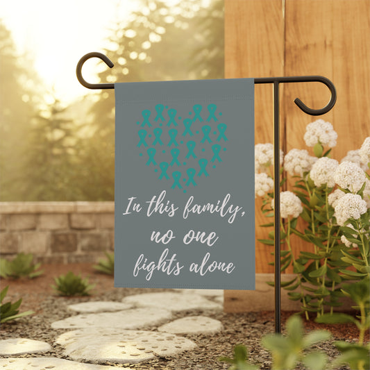 Teal No One Fights Alone Awareness Garden Flag | Welcome Sign | New Home | Decorative House Banner | Teal Awareness Ribbon | Cancer Support