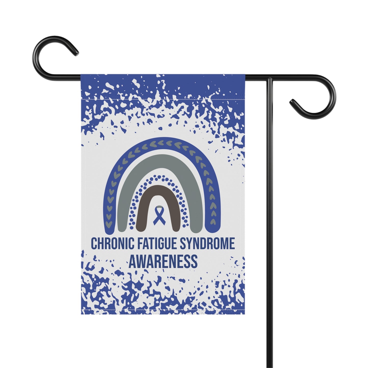 Chronic Fatigue Syndrome Awareness Garden Flag | Welcome Sign |  New Home | Decorative House Banner | Blue Awareness Ribbon  | Support