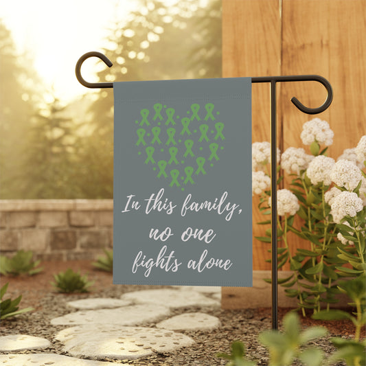 Emerald Green No One Fights Alone Awareness Garden Flag | Welcome Sign | New Home | Decorative House Banner | Emerald Green Ribbon