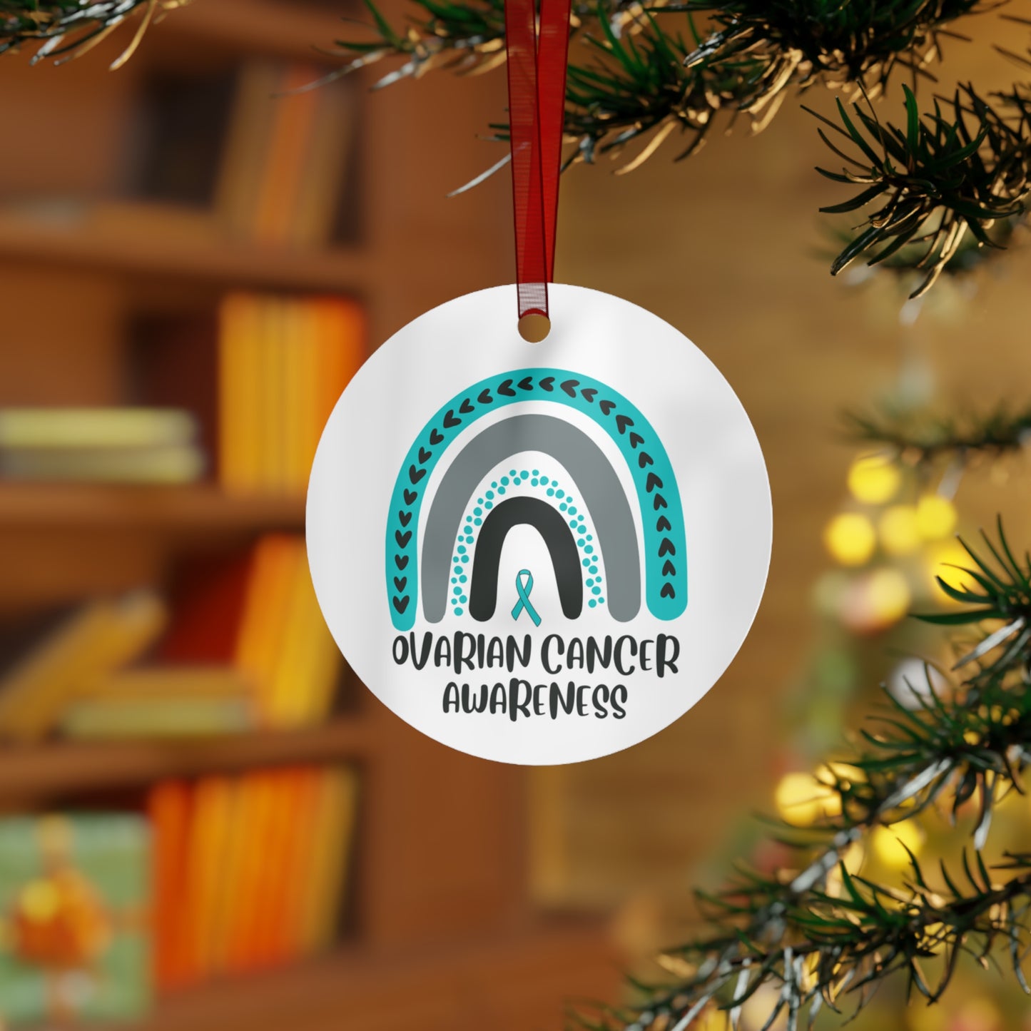 Ovarian Cancer Awareness Christmas Ornament Stocking Stuffer Christmas Gift, Holiday Home Decor, Wall Hanging, Support for Frien